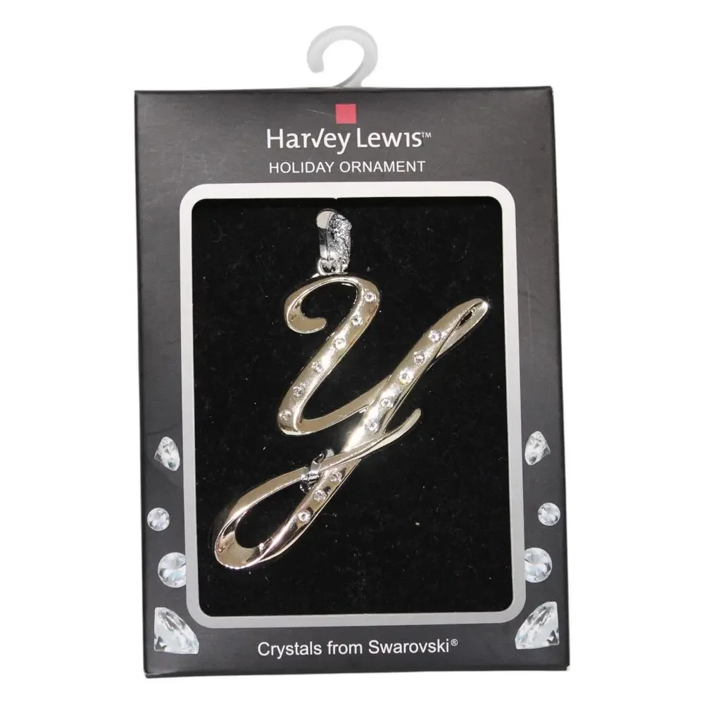 Letter Y Ornament Silver with Crystals NWT